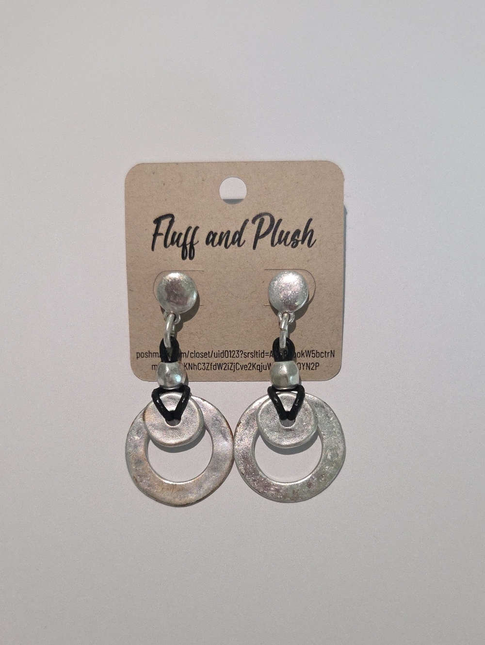 Silver Double Hoop Drop Earrings